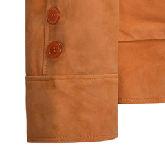 Men’s Tan Suede Button up Style Leather Jacket