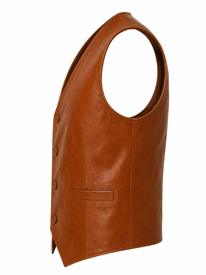 Men's Tan Tudor Leather Vest