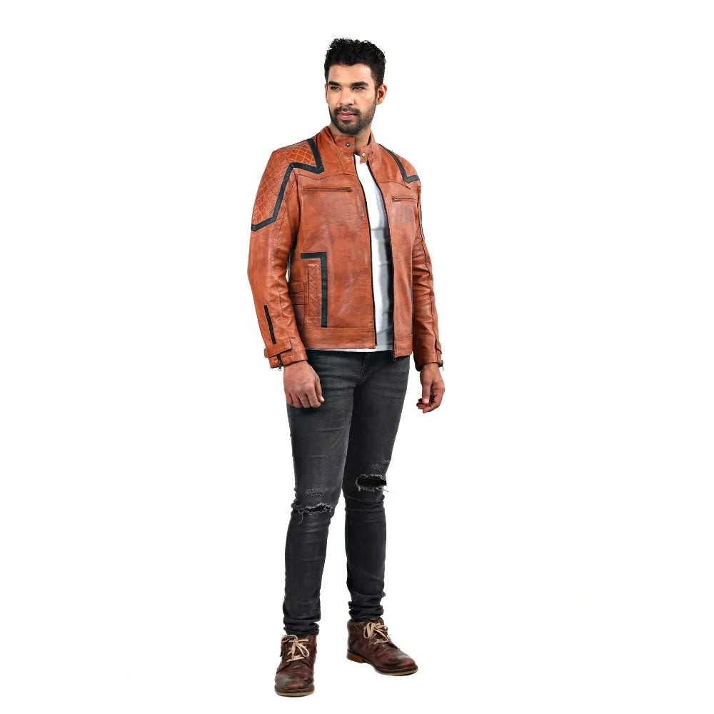 Men’s Tan Voltex Leather Jacket