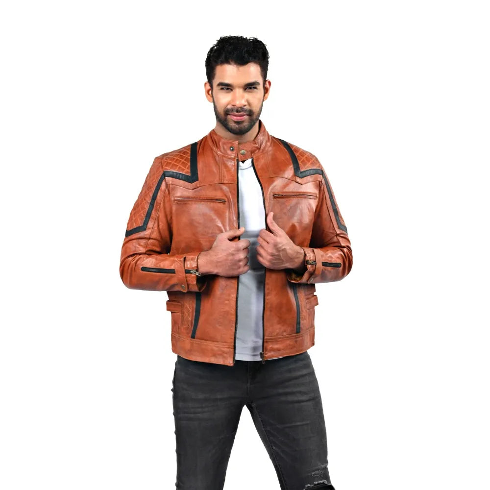 Men’s Tan Voltex Leather Jacket