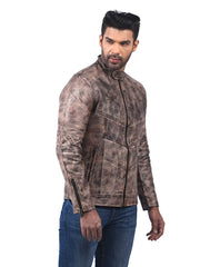Men’s Tan Washed Leather Jacket Right 