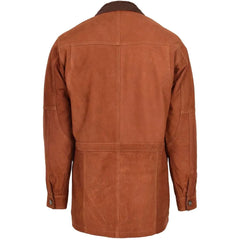Men’s Two-Tone Suede Leather Parka Coat