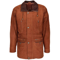 Men’s Two-Tone Suede Leather Parka Coat