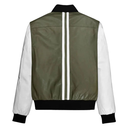 Men’s Two-Tone Varsity Bomber Leather Jacket