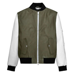 Men’s Two-Tone Varsity Bomber Leather Jacket