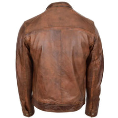 Men’s Vintage Brown Cafe Racer Leather Jacket 