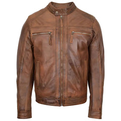 Men’s Vintage Brown Cafe Racer Leather Jacket 