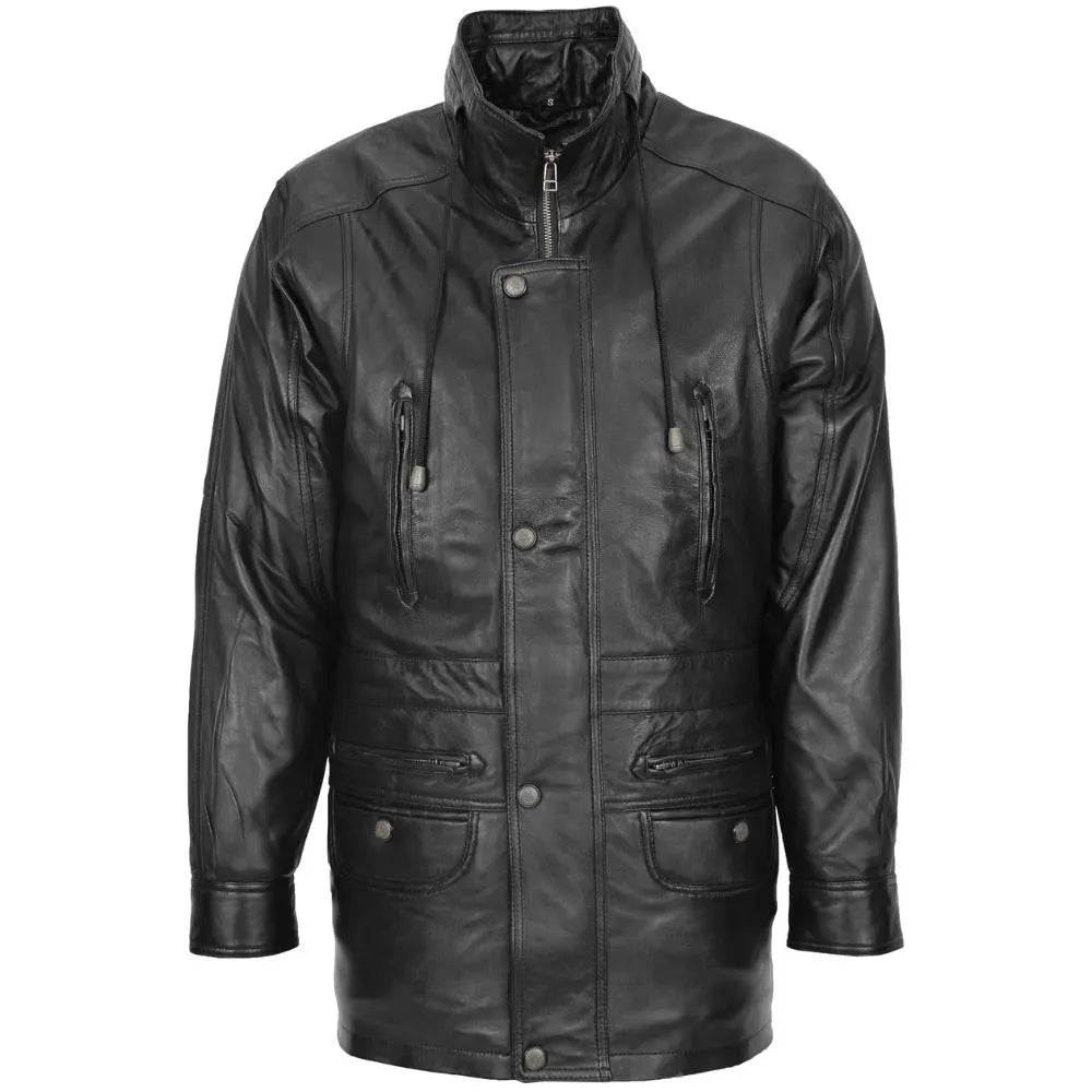 Men’s Vintage Style Black Leather Coat