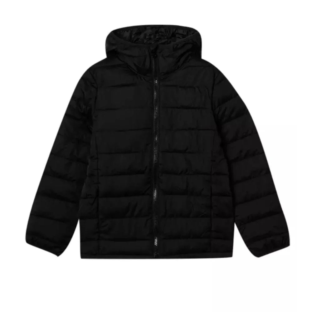 Men's Water-Resistant Black Hooded Puffer Jacket