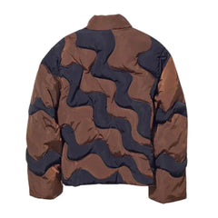 Men's Wave Pattern Brown and Black Parachute Jacket