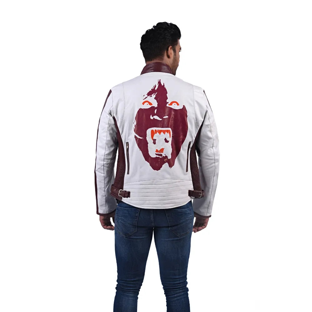 Men’s White Leather Panel Jacket