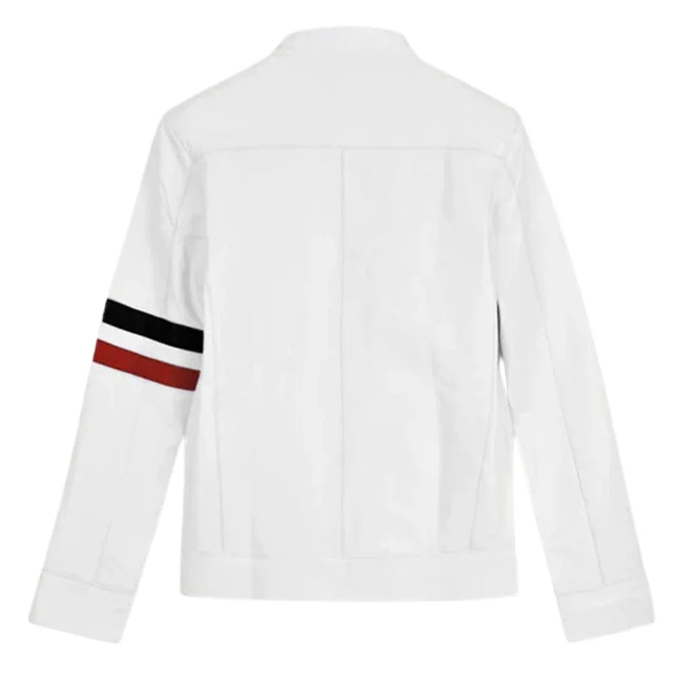 Men’s White Modern Leather Jacket