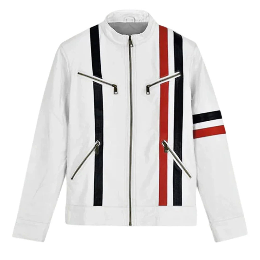 Men’s White Modern Leather Jacket