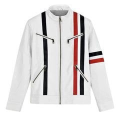 Men’s White Modern Leather Jacket