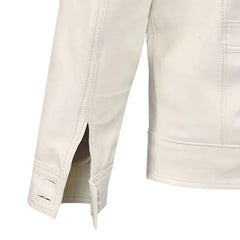 Men’s White Multi-Pocket Leather Jacket