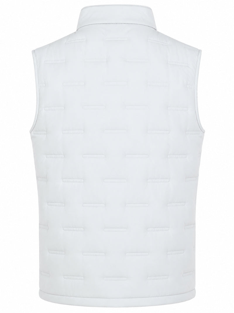 Men's White Quilted Leather Vest