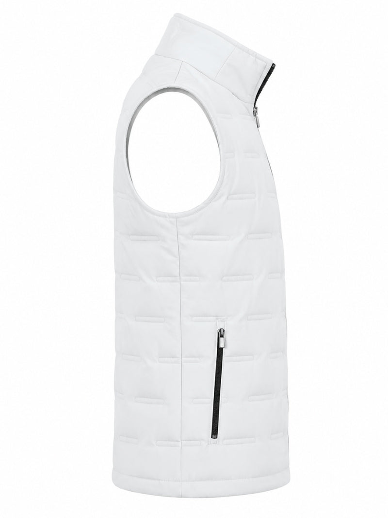 Men's White Quilted Leather Vest