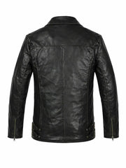 Men’s Belted Leather Jacket Back