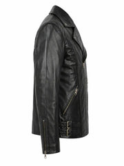 Men’s Belted Leather Jacket Right