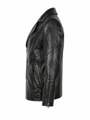 Men’s Belted Leather Jacket Left