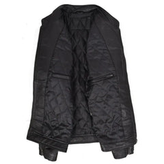 Men’s Black Biker Red Stripes Leather Jacket