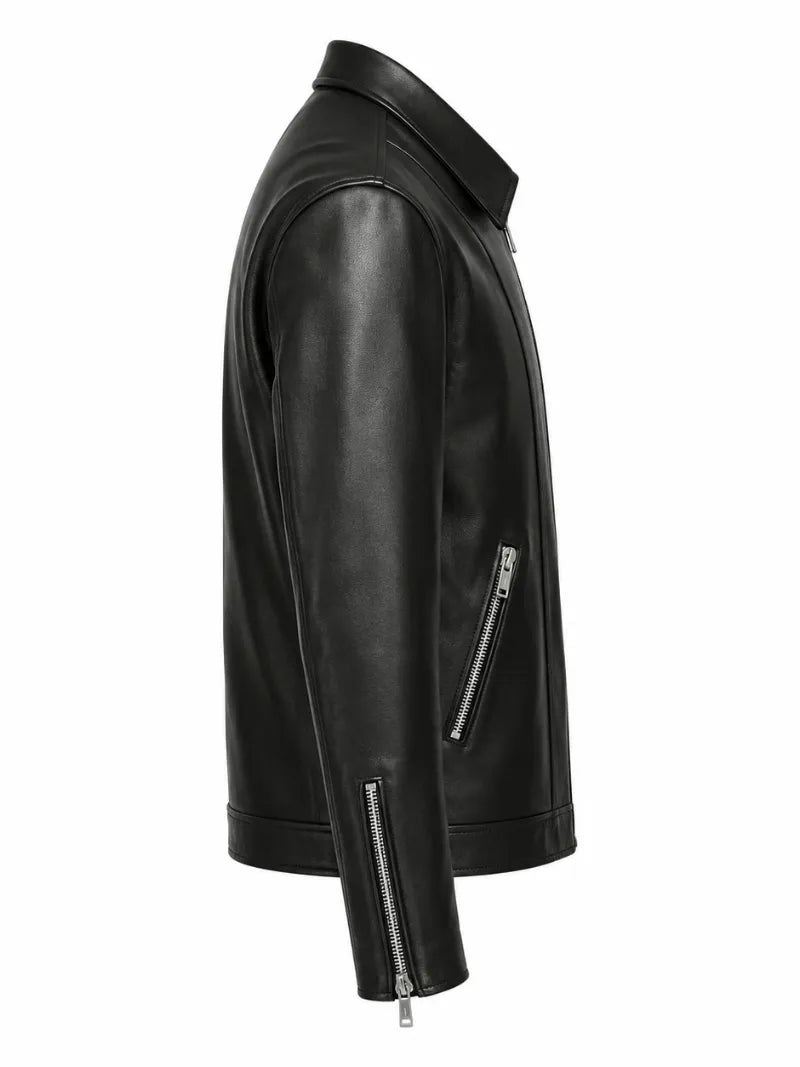Men’s Black Classic Leather Jacket Right 