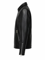 Men’s Black Classic Leather Jacket Left 