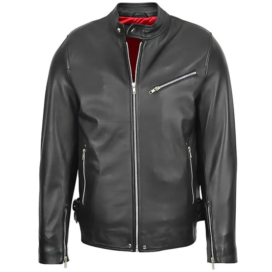 Men's Black Genuine Leather Biker Jacket