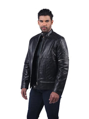 Men’s Black Leather Jacket Left 