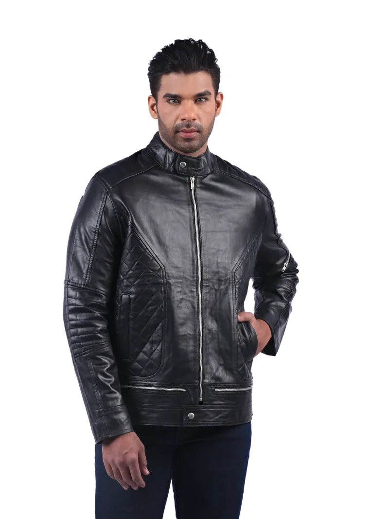 Men’s Black Leather Jacket Full