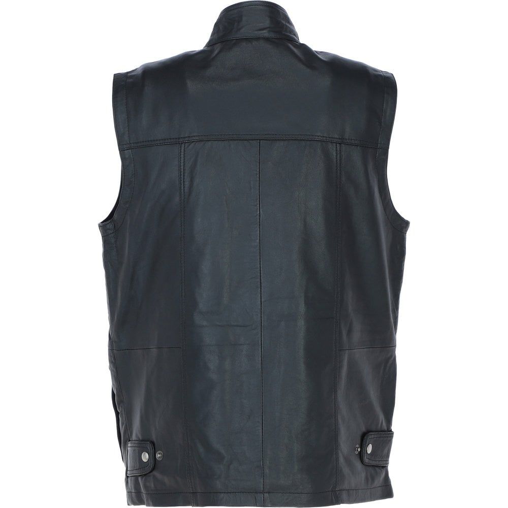 Men’s Black Multi-Pocket Leather Utility Vest