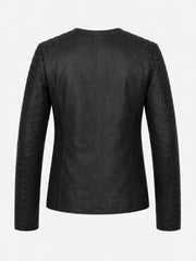 Men’s Black Padded Leather Jacket Back 