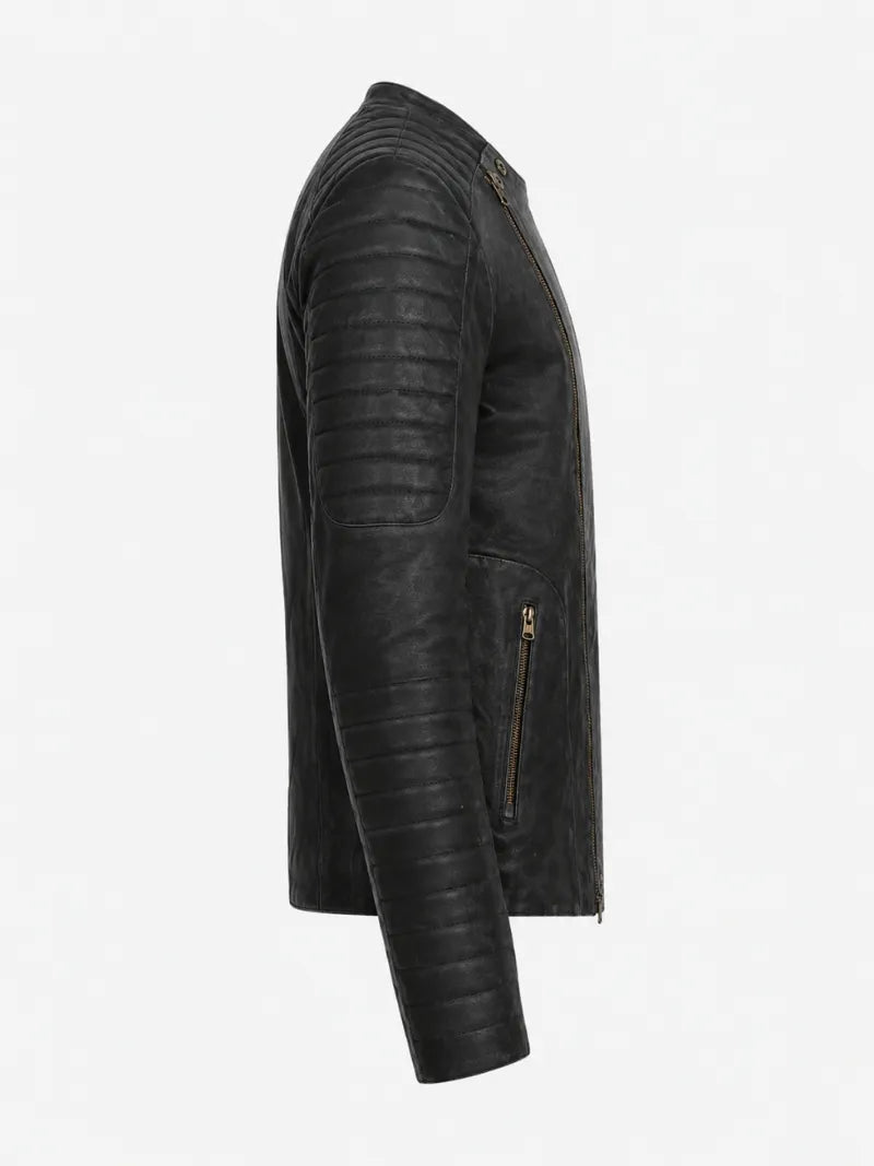 Men’s Black Padded Leather Jacket Right 
