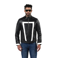 Men’s Black Vectorline Leather Jacket