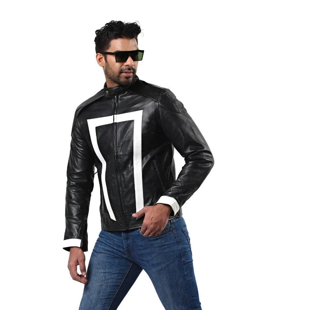Men’s Black Vectorline Leather Jacket