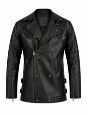 Men’s Black Vintage Leather Jacket Front 