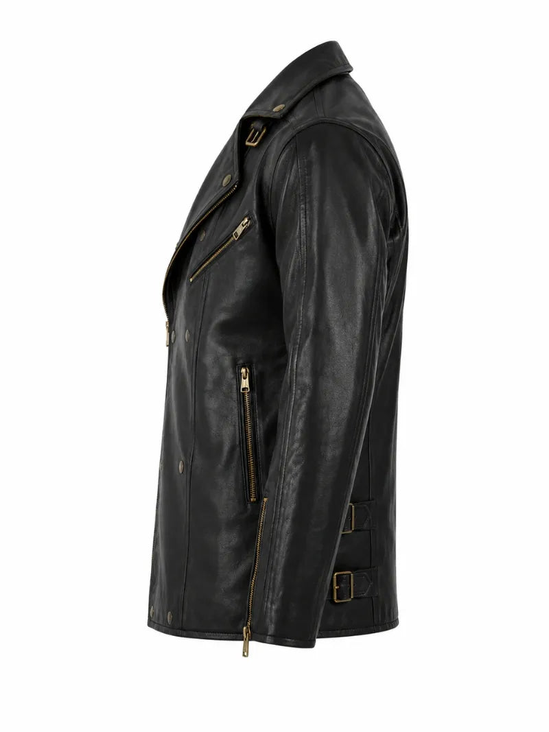 Men’s Black Vintage Leather Jacket Left 