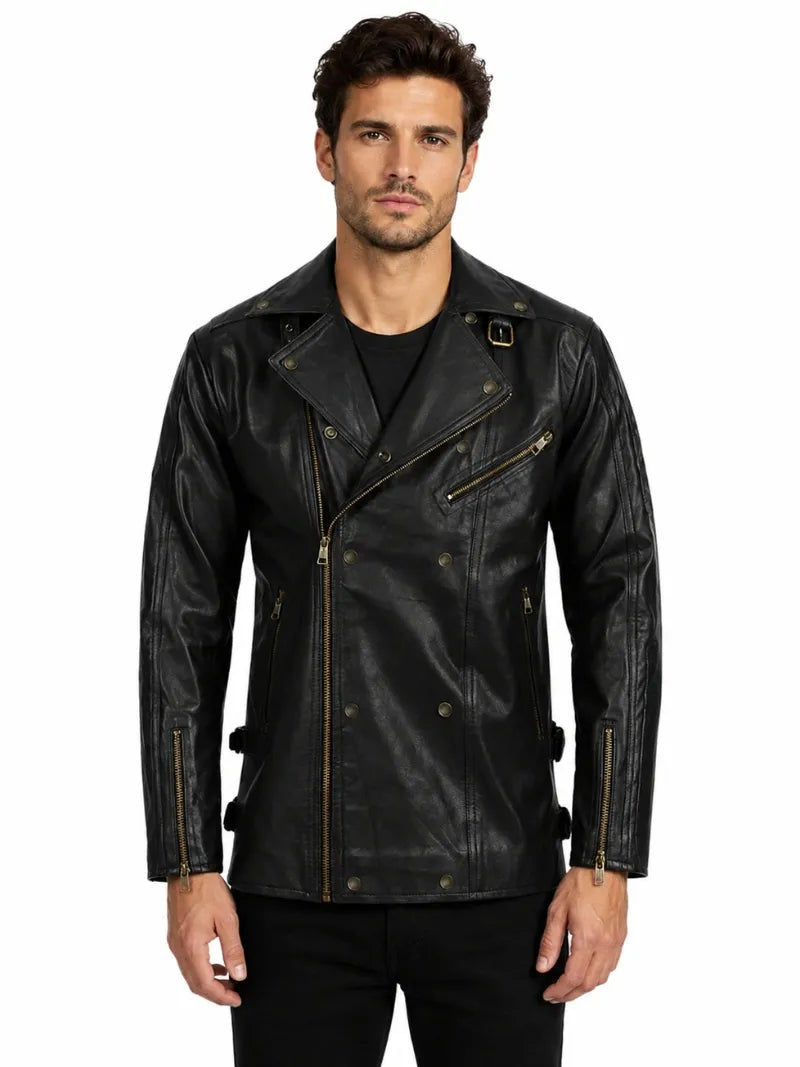 Men’s Black Vintage Leather Jacket Full