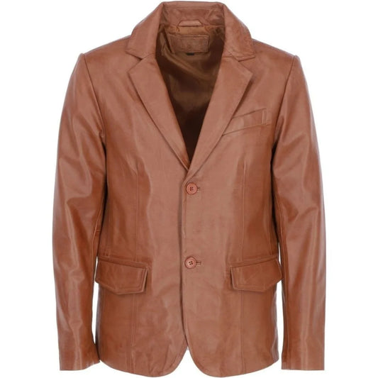 Men's Brown Leather Blazer