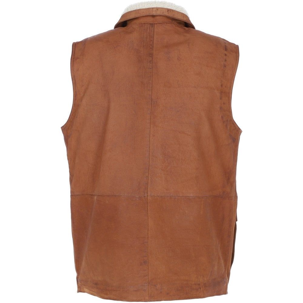 Men’s Brown Shearling-Lined Leather Vest