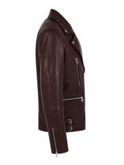 Men’s Burgundy Leather Classic Jacket Right 