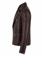 Men’s Burgundy Leather Classic Jacket Left 