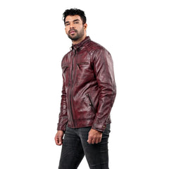 Men’s Burgundy Ravex Leather Jacket