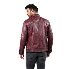 Men’s Burgundy Ravex Leather Jacket