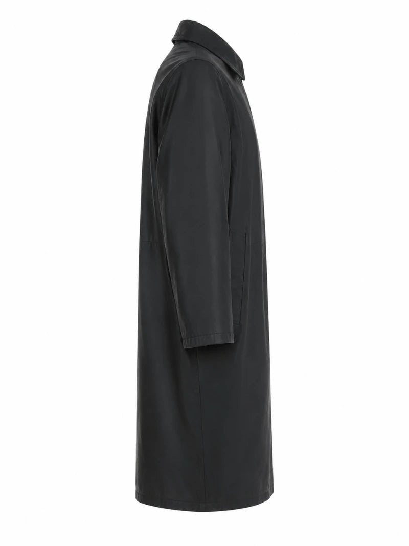 Men’s Classic Black Fabric Blend Trench Coat Right 
