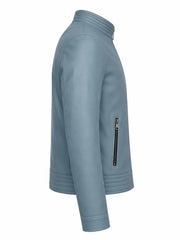 Men’s Classic Blue Leather Jacket Right 