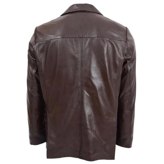 Men's Classic Brown Leather Blazer