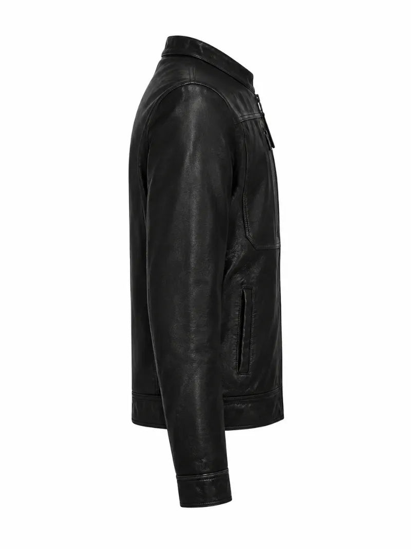 Men’s Classic Zip Black Leather Jacket Right 