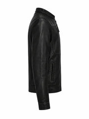 Men’s Classic Zip Black Leather Jacket Right 