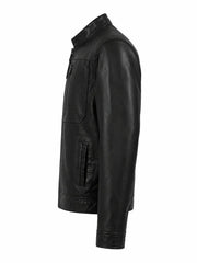 Men’s Classic Zip Black Leather Jacket Left 